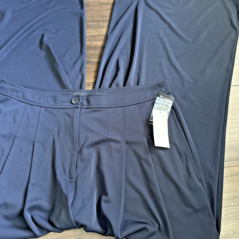 Lauren Ralph Lauren Women's Pleated Stretch Jersey Wide-Leg Pants Navy Blue 8 - Picture 10 of 12